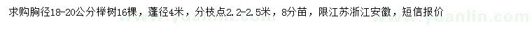 求購胸徑18-20公分櫸樹