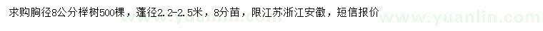 求購胸徑8公分櫸樹