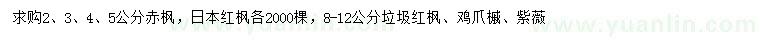 求購(gòu)赤楓、日本紅楓、雞爪槭等