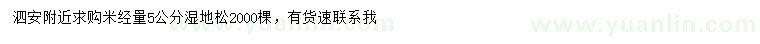 求購米徑5公分濕地松