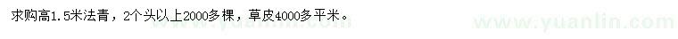 求購高1.5米法青、草皮