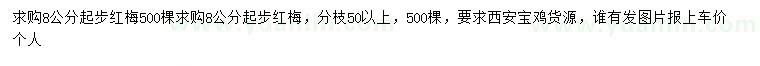 求購8公分起步紅梅