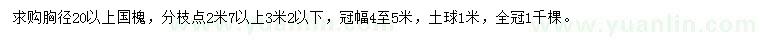 求購胸徑20公分以上國槐