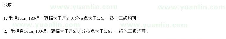 求購米徑14、15公分欒樹