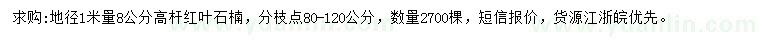求購地徑1米量8公分高桿紅葉石楠