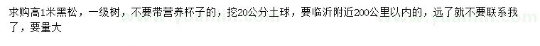 求購高1米黑松