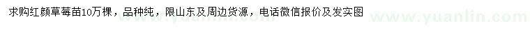 求購紅顏草莓苗