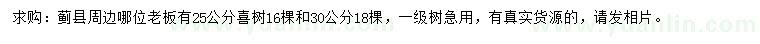 求購25、30公分喜樹