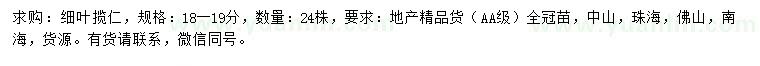求購18-19公分細(xì)葉攬仁