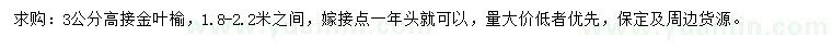 求購3公分高接金葉榆