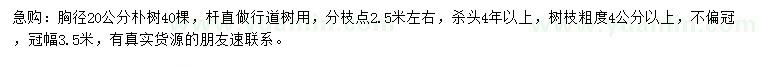 求購(gòu)胸徑20公分樸樹