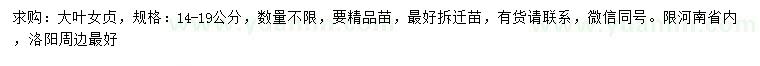 求購(gòu)14-19公分大葉女貞