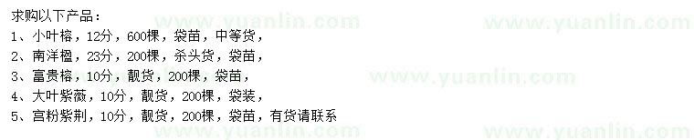 求購小葉榕、南洋楹、富貴榕等