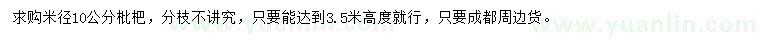 求購米徑10公分枇杷