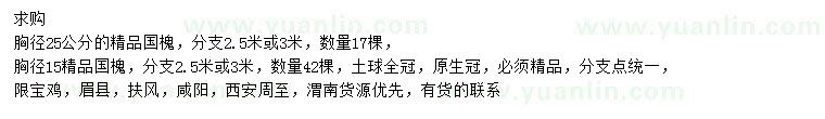 求購(gòu)胸徑15、25公分國(guó)槐