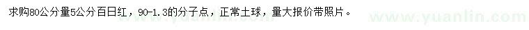 求購80公分量5公分百日紅