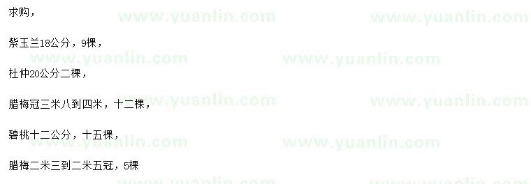 求購紫玉蘭、杜仲、臘梅等