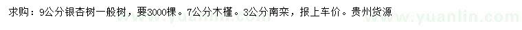 求購(gòu)銀杏樹(shù)、木槿、南欒
