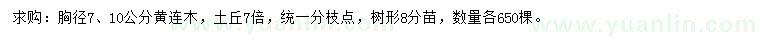 求購(gòu)胸徑7、10公分黃連木