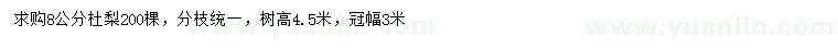 求購8公分杜梨