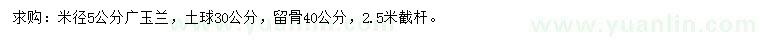 求購米徑5公分廣玉蘭