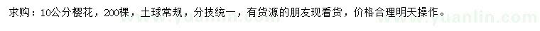 求購(gòu)10公分櫻花