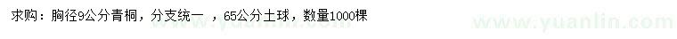 求購(gòu)胸徑9公分青桐