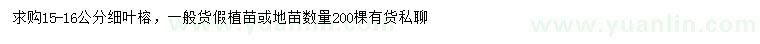 求購15-16公分細葉榕