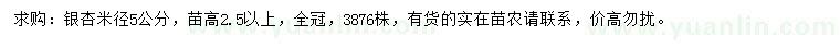 求購米徑5公分銀杏