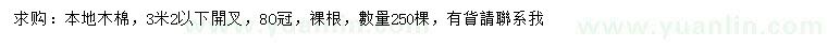 求購冠幅80公分本地木棉