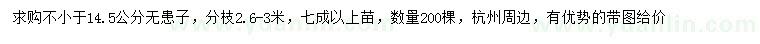 求購14.5公分以上無患子