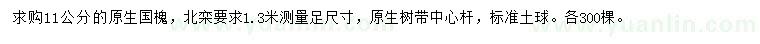 求購11公分原生國槐、北欒
