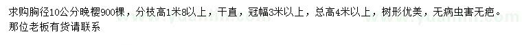 求購胸徑10公分晚櫻