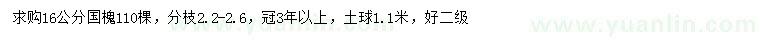 求購16公分國槐