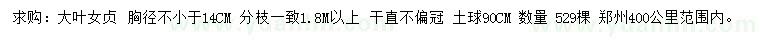 求購(gòu)胸徑14公分以上大葉女貞