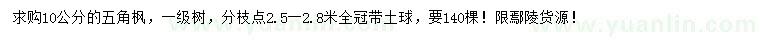 求購10公分五角楓