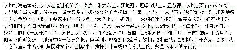 求購北海道黃楊、板粟苗、宮粉梅等