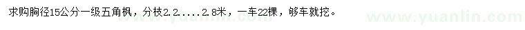 求購胸徑15公分五角楓