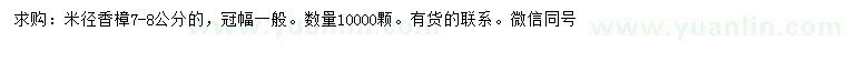 求購米徑7-8公分香樟