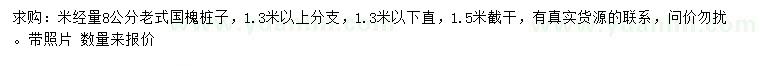 求購(gòu)米經(jīng)8公分國(guó)槐