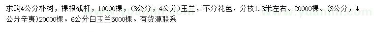求購樸樹、玉蘭、辛夷