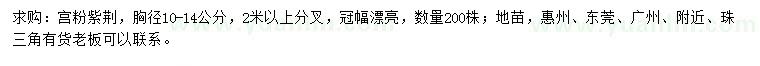 求購(gòu)胸徑10-14公分宮粉紫荊