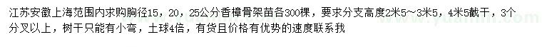 求購(gòu)胸徑15、20、25公分香樟
