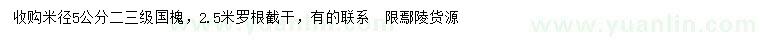 求購(gòu)米徑5公分國(guó)槐