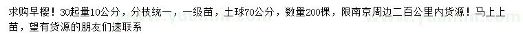 求購30公分起量10公分早櫻