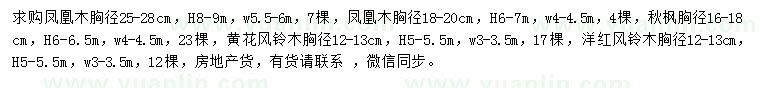 求購鳳凰木、黃花風(fēng)鈴木、秋楓等
