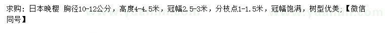 求購(gòu)胸徑10-12公分日本晚櫻