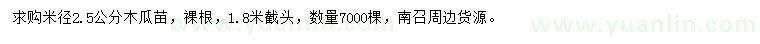 求購米徑2.5公分木瓜苗