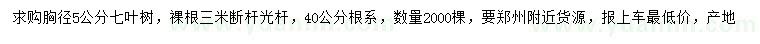 求購胸徑5公分七葉樹