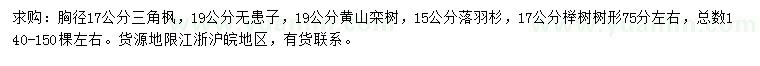 求購三角楓、黃山欒、無(wú)患子等